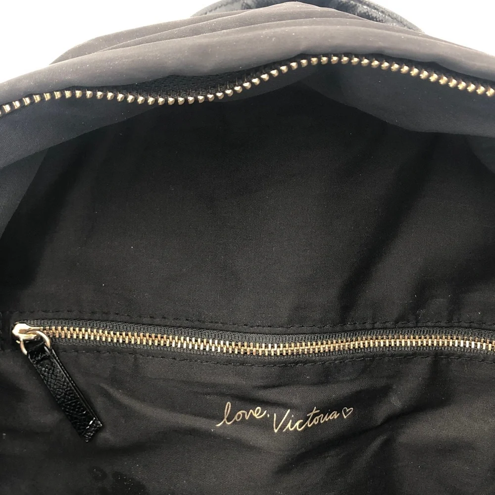Victoria's Secret Black Backpack with Gold Embellishments Hearts & Wings - Picture 11 of 11